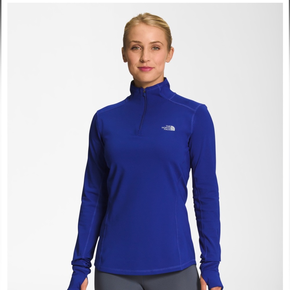 The North Face women's bright blue Flashdry 1/4 zip